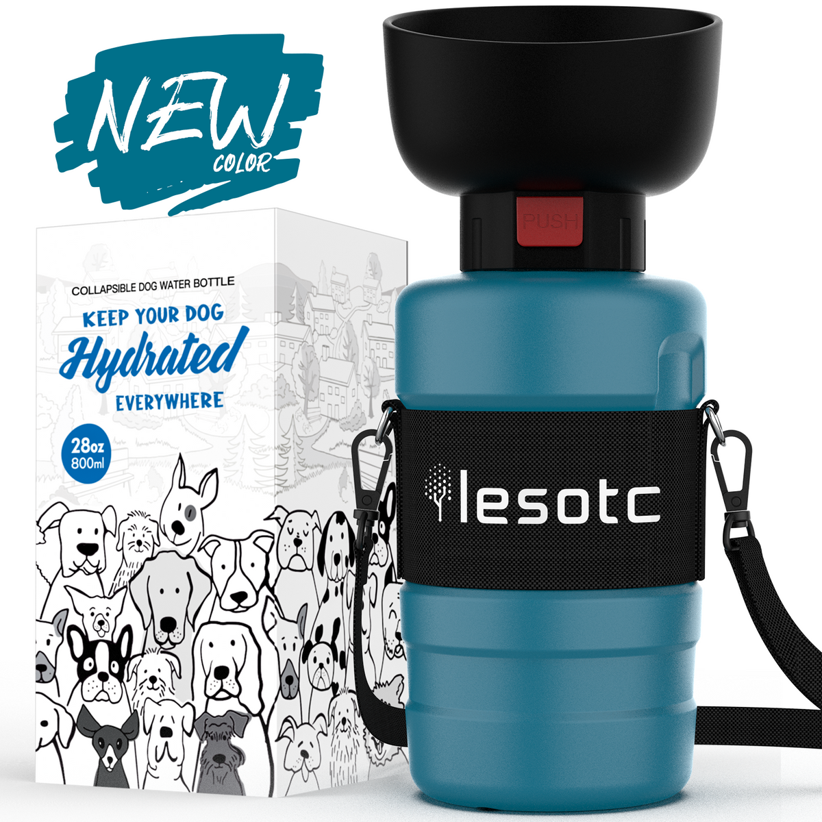 Faltbare Hunde-Trinkflasche 800 ml – BPA-frei für unterwegs