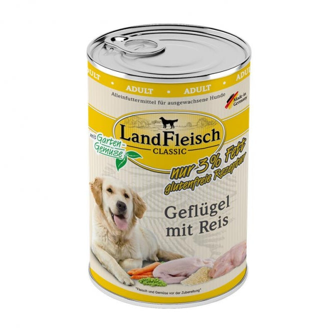 Landfleisch Dog Classic Geflügel mit Reis & Gartengemüse extra mager X 6