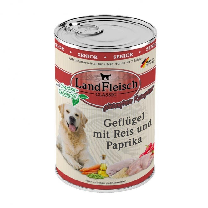 Landfleisch Dog Classic Senior Geflügel mit Reis, Paprika & Gartengemüse 400g X6