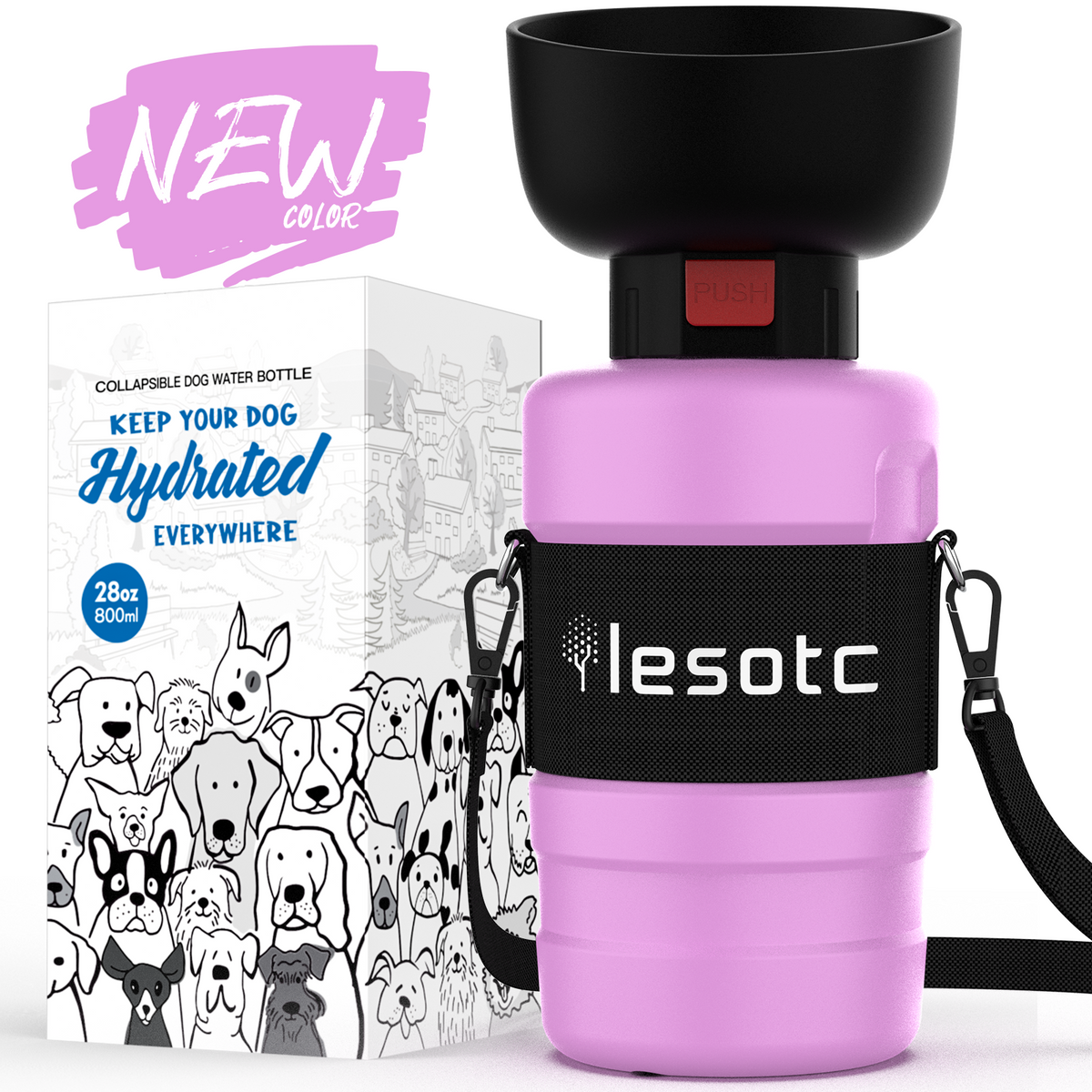 Faltbare Hunde-Trinkflasche 800 ml – BPA-frei für unterwegs