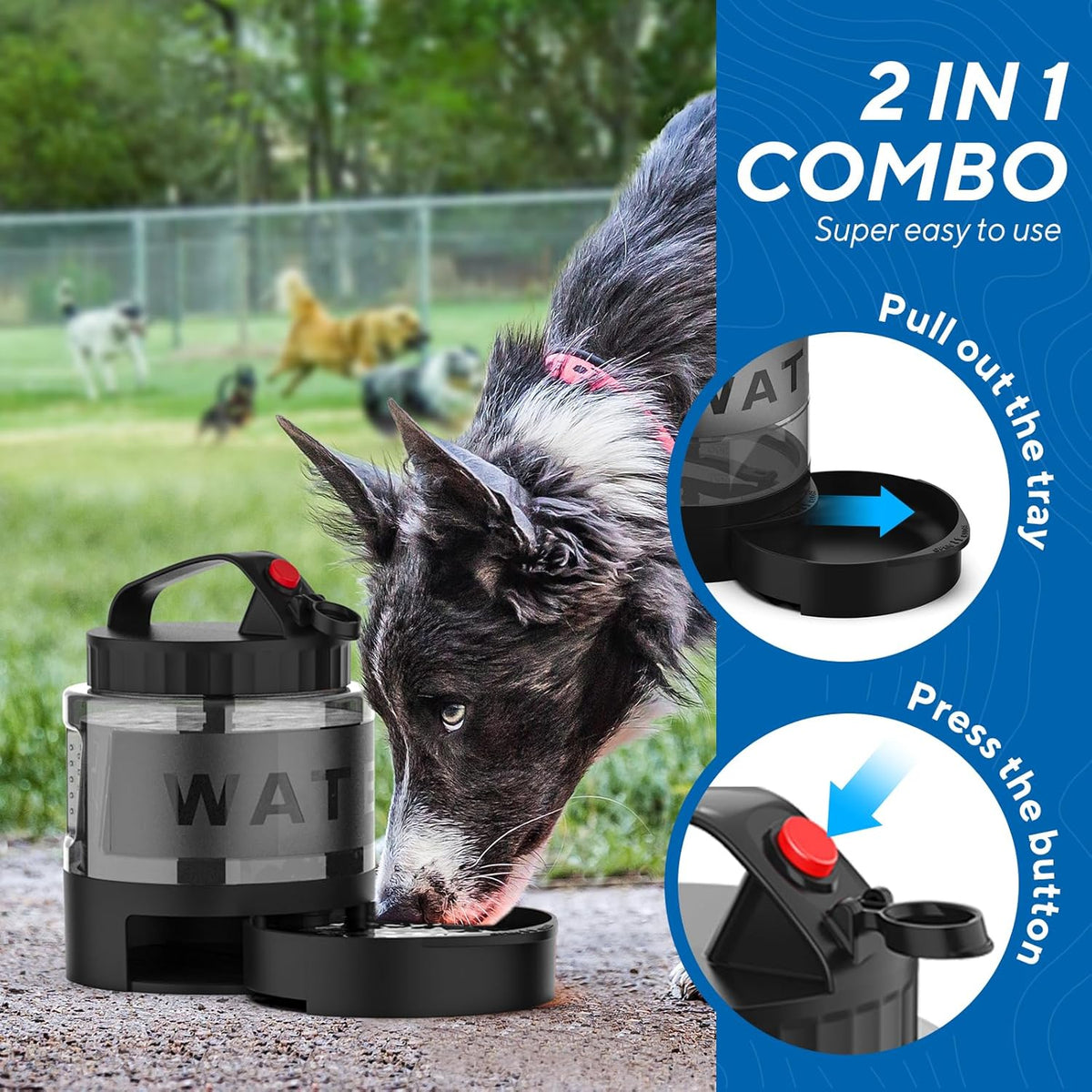 2-in-1 Hunde-Trinkflasche mit Napf – 1,65 L