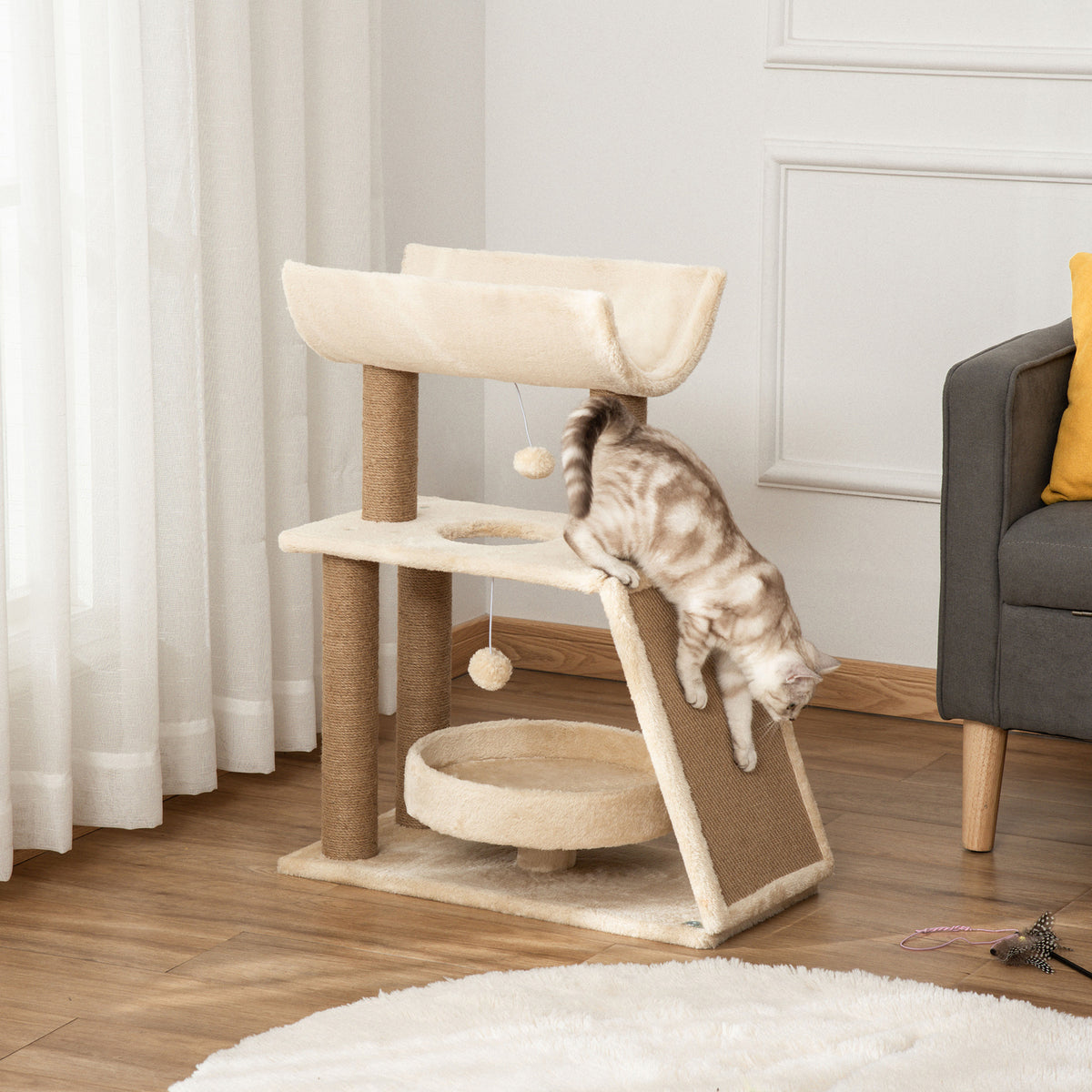 kratzbaum,cosy,chic,hellbraun 76cm