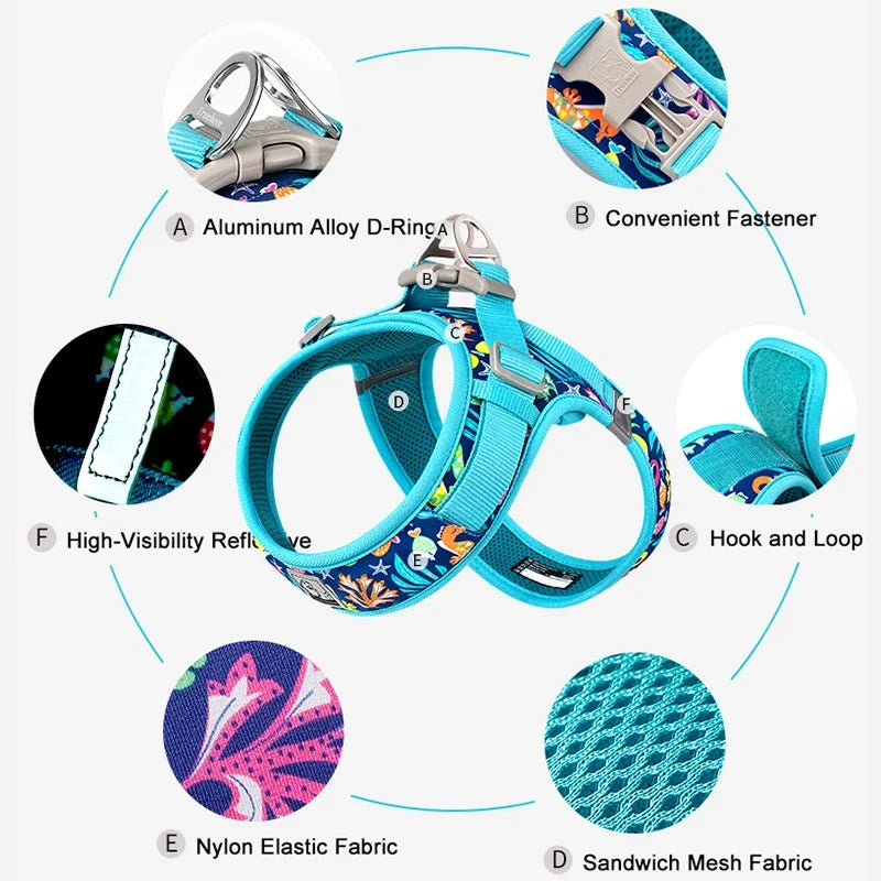 Truelove Floral Mesh Harness for Dogs Cats