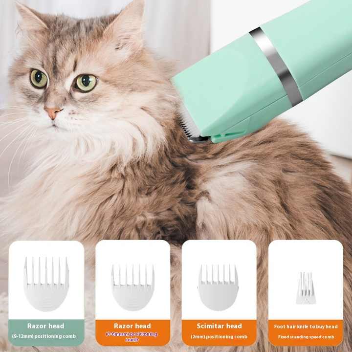 NNEDSZ Light Green 4-in-1 Pet Grooming Electric Clippers - Professional Rechargeable Trimmer for Dogs & Cats, Paw, Fur, Nail, and Ear Care | Compact Design,